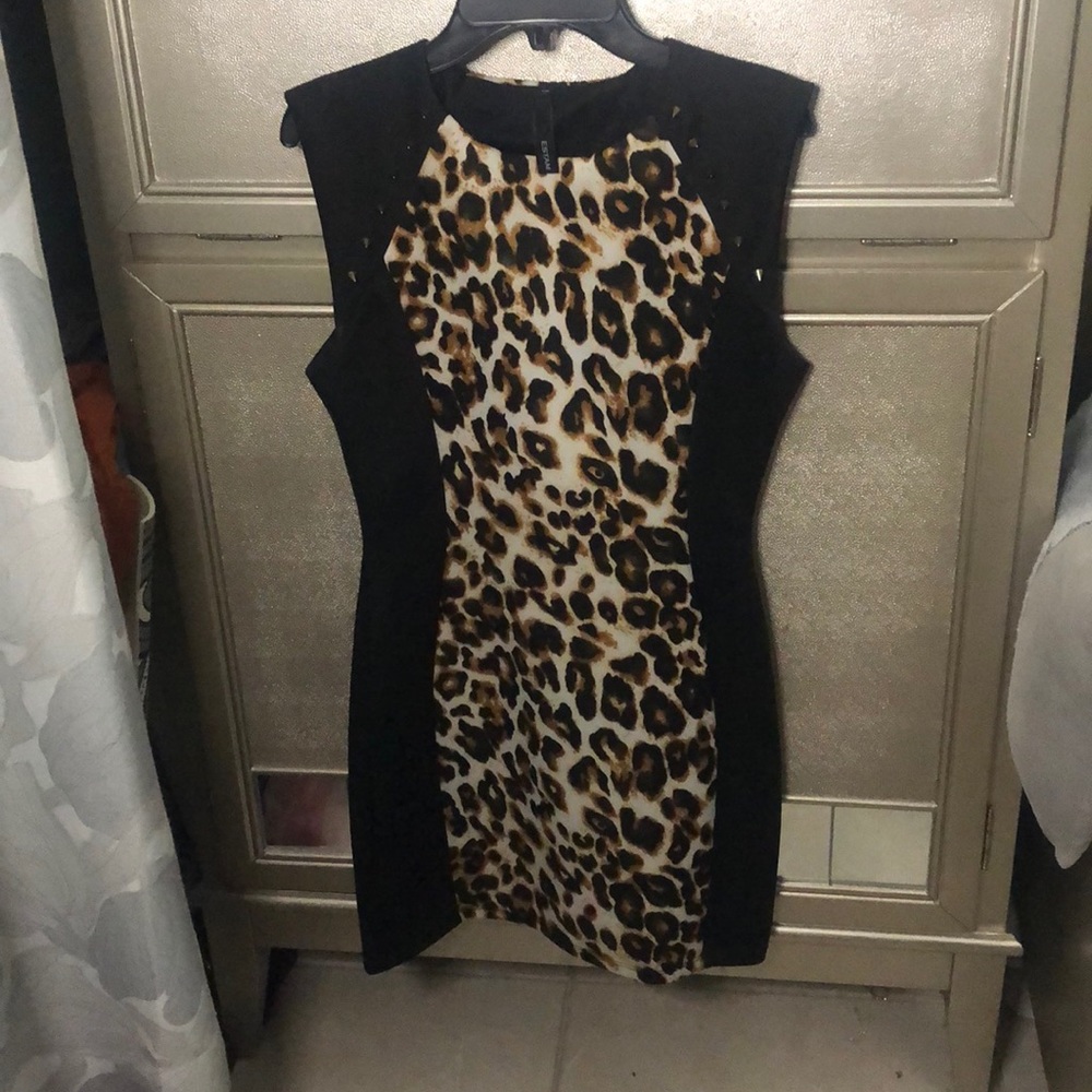 Cheetah and black mini dress